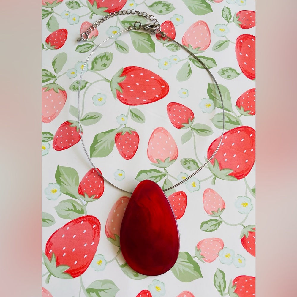 Red Modern Glass Necklace